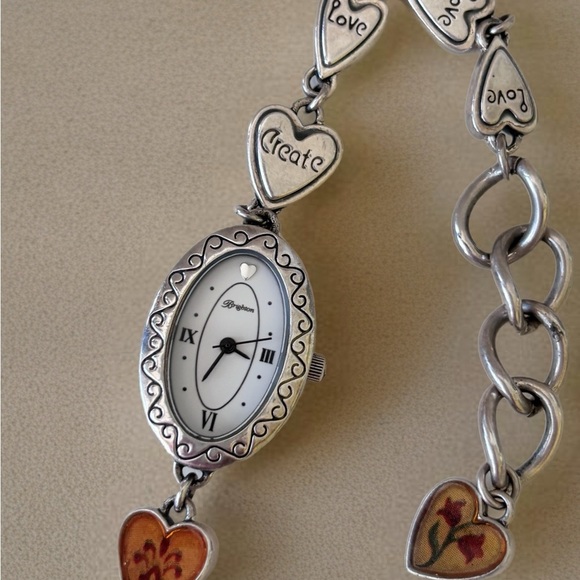Silver Heart Charm Bracelet with Watch New Battery main image 5